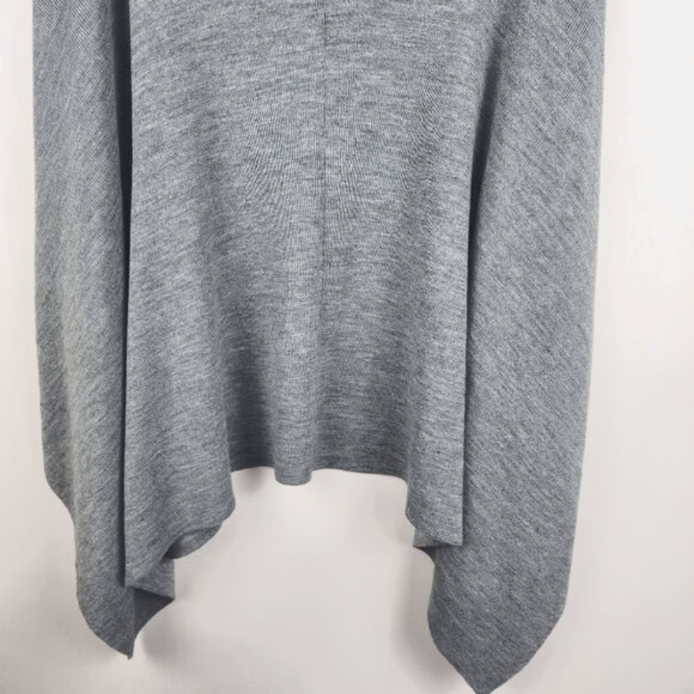REBECCA MINKOFF MILANO CAPE HEATHER GREY OPEN FRONT CARDIGAN SWEATER WOOL OS NWT - Picture 7 of 10